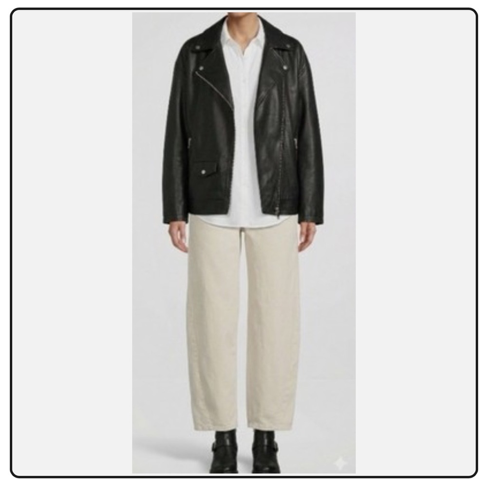 Le Al.X Cream High Waisted Denim Barrel Pants Retail $139.